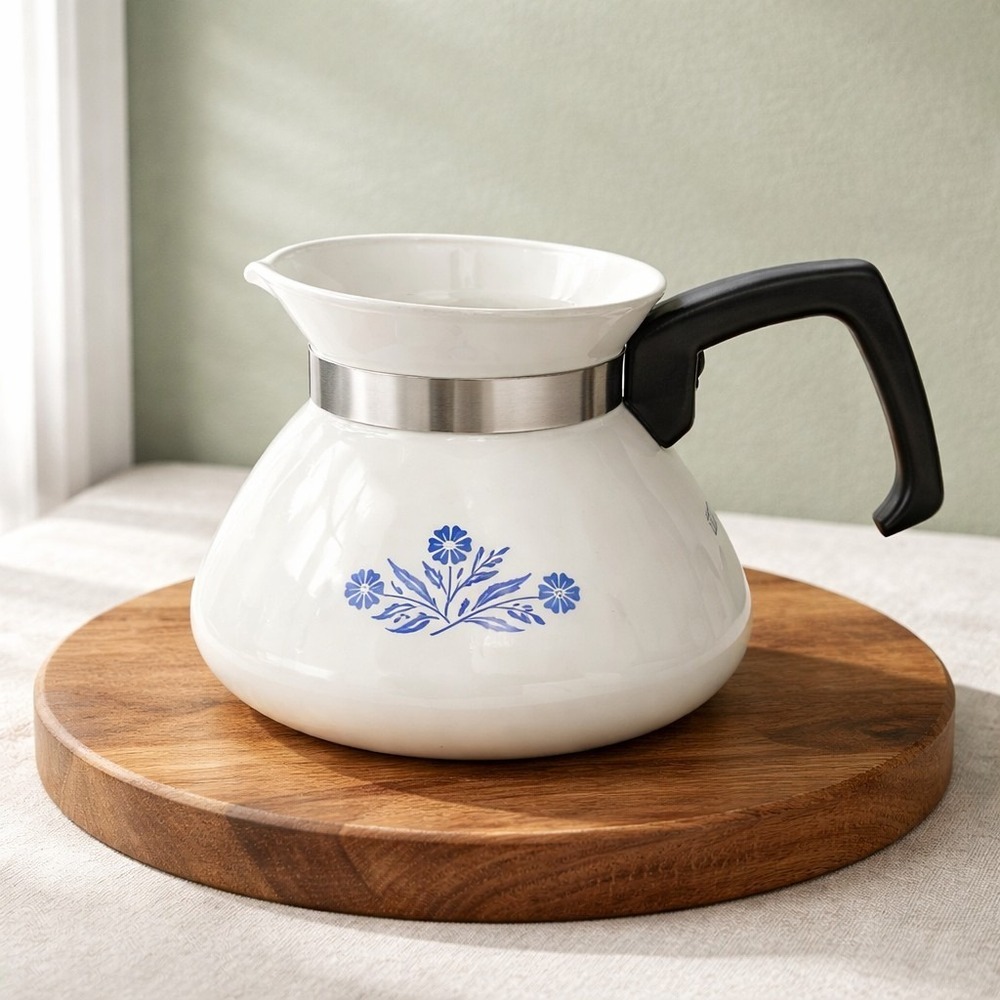CorningWare Vtg 1960's Blue Cornflower 6 Cup Coffee/Teapot Kettle - NO LID - GUC